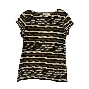 Liz Claiborne Multicolored Fitted Short Sleeve Graphic Top